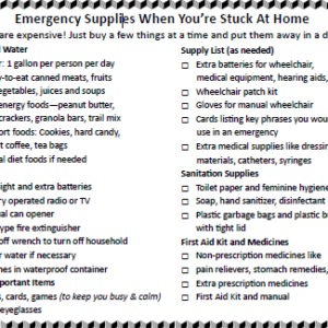 List of emergency supplies when you're stuck at home